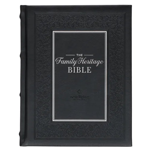 NLT Family Heritage Bible, Large Print Family Devotional Bible for Study, New Living Translation Holy Bible Faux Leather Hardcover, Additional Interac - Leather