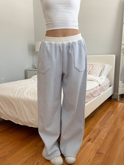 Blue and White Mini Striped Sweatpants