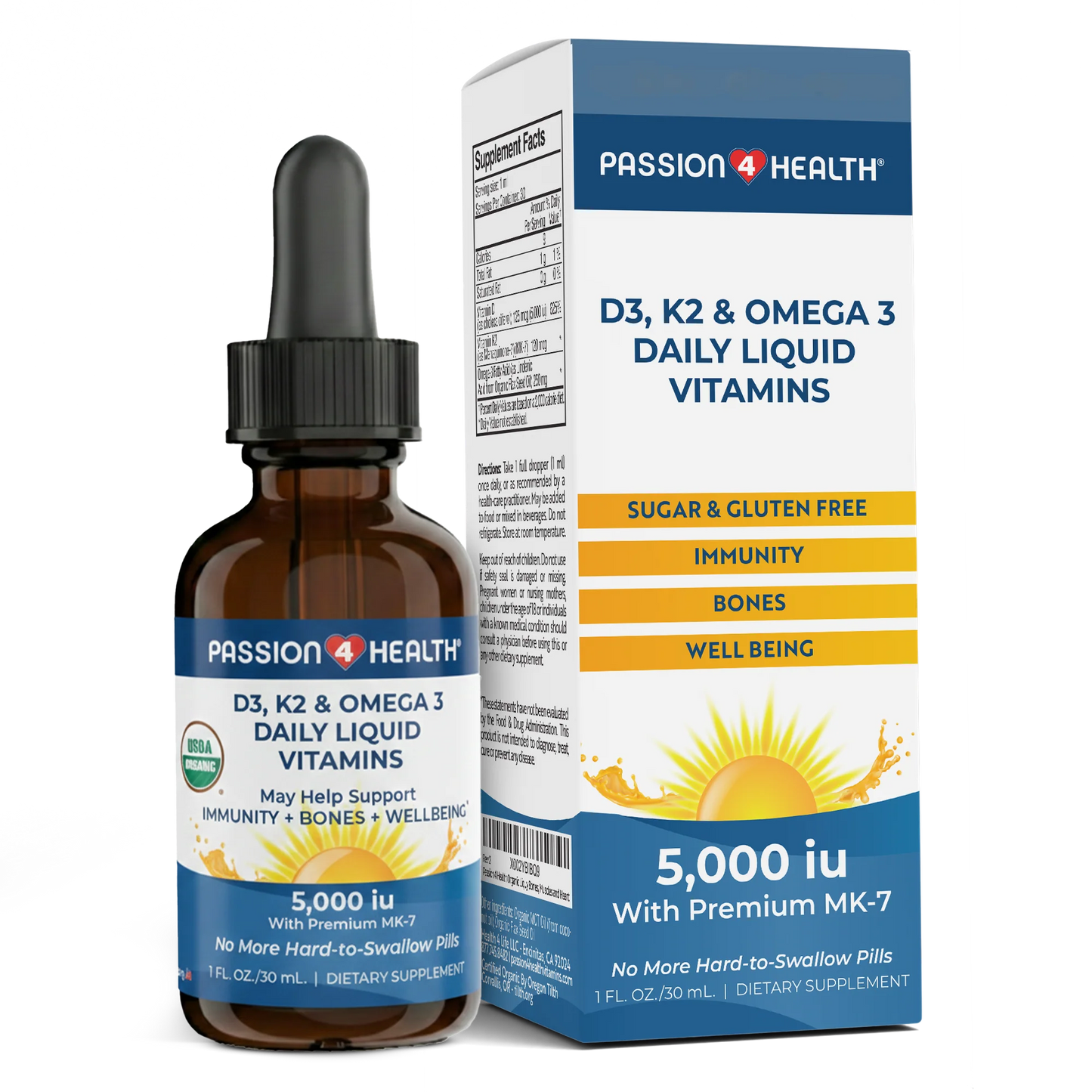 D3, K2 & Omega-3 Daily Liquid Vitamins