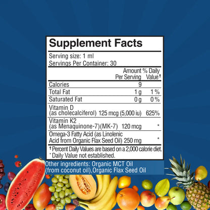 D3, K2 & Omega-3 Daily Liquid Vitamins
