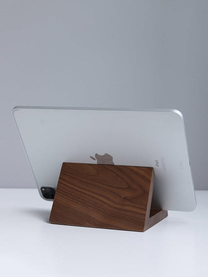Retro Walnut Wood Solid Wood Tablet Stand, Creative Desktop Computer and Phone Holder