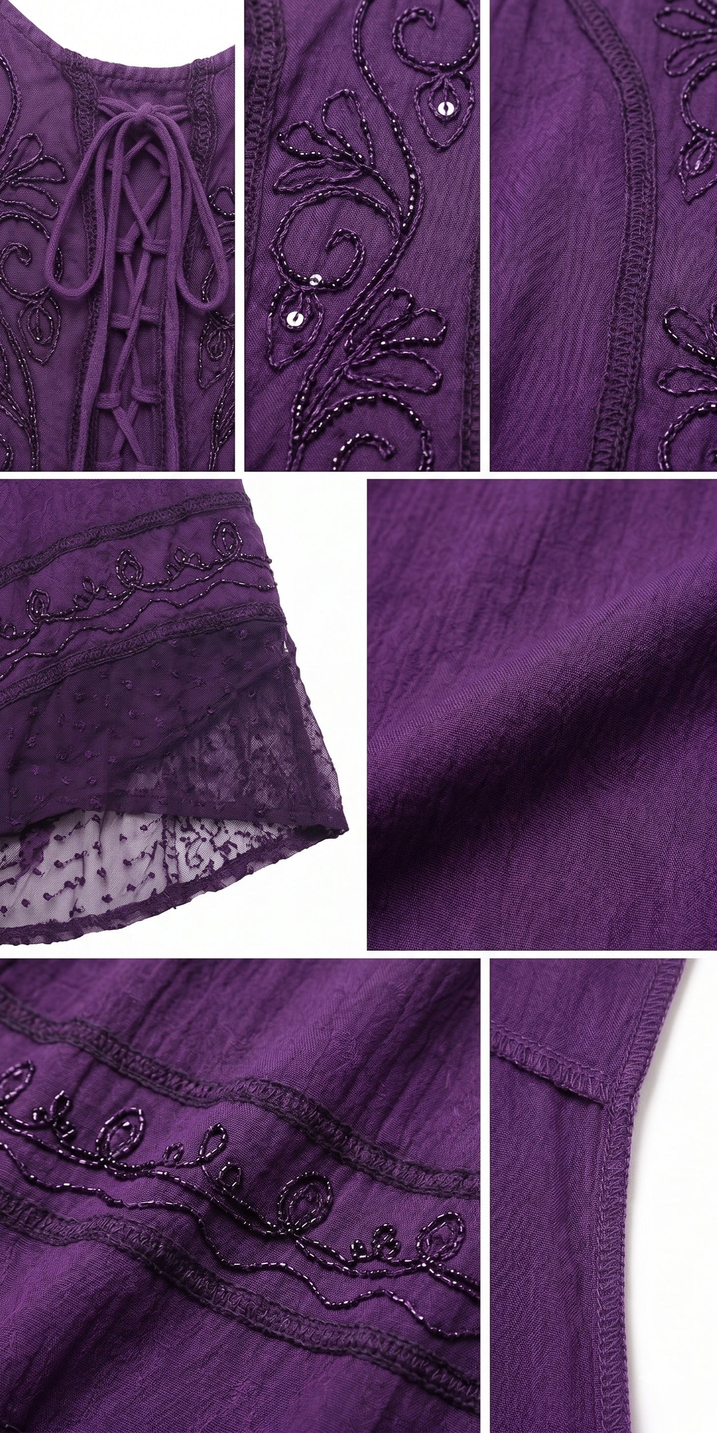 Sakkas Sundara Stonewashed Rayon Embroidered Mid Length Dress