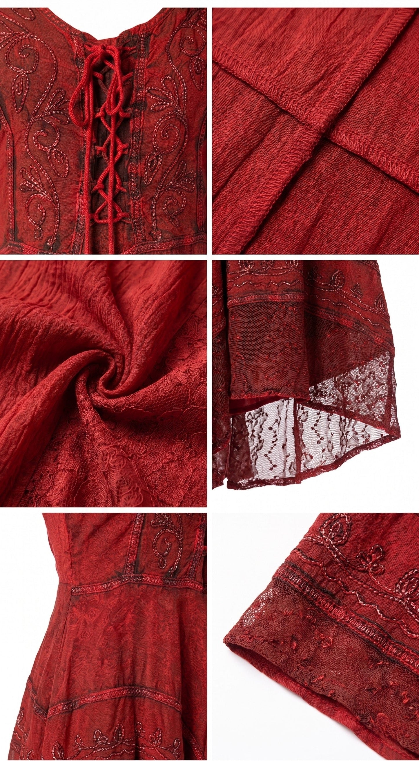 Sakkas Sundara Stonewashed Rayon Embroidered Mid Length Dress