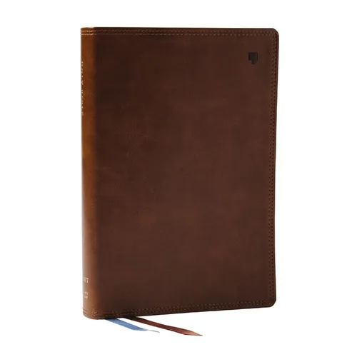 Net Bible, Large Print Thinline with Cross References, Brown Leathersoft, Comfort Print, (Thumb Indexed) - Imitation Leather