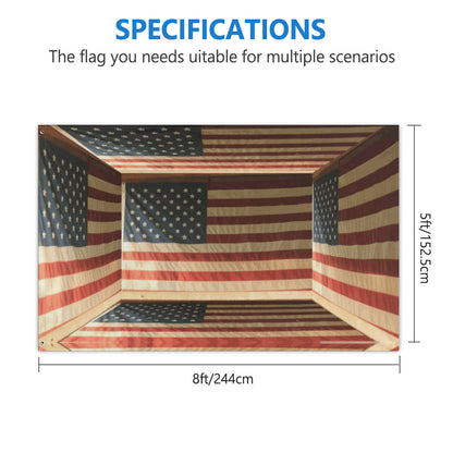 3D Illusion American Flag 5' x 8' Outdoor Double-sided Flag Banner