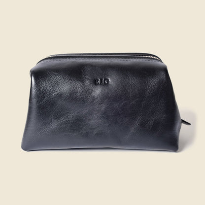 Leather Toiletry Bag - Black