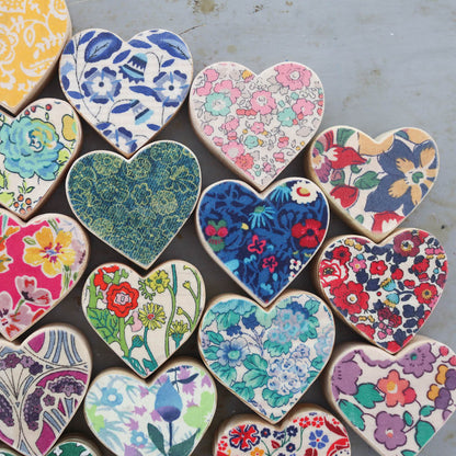 Fabric-Faced Wooden Hearts