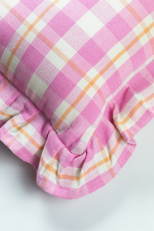 Abigail Bubblegum Pink Plaid Pillow