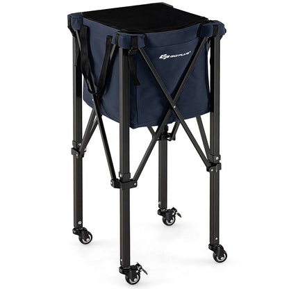 Lightweight Foldable Tennis Ball Teaching Cart with Wheels and Removable Bag