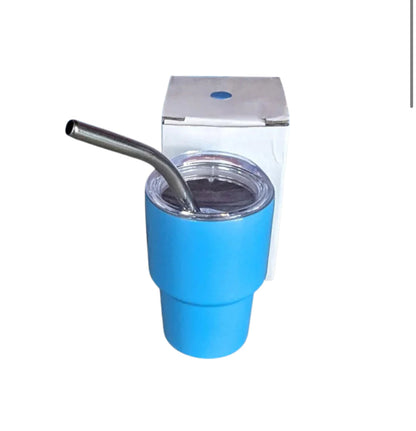 3oz DIY Blank Sublimation shot glass Tumbler double insulated with stainless straw