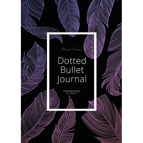 Dotted Bullet Journal: Medium A5 - 5.83X8.27 (Purple Feathers) - Paperback