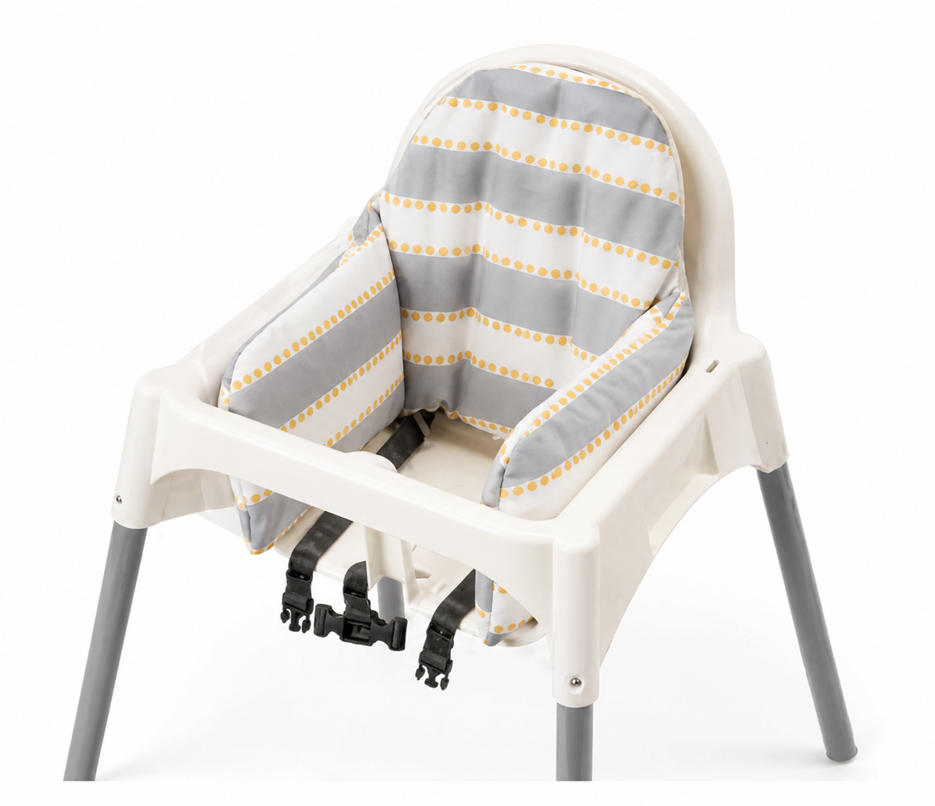 Highchair Cushion Cover for IKEA Klammig & Pyttig | Gray & Yellow Stripe | Rockin Cushions