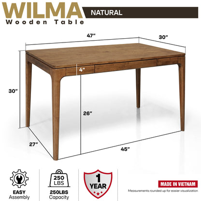 Wilma 48" Rubber Wood Desk