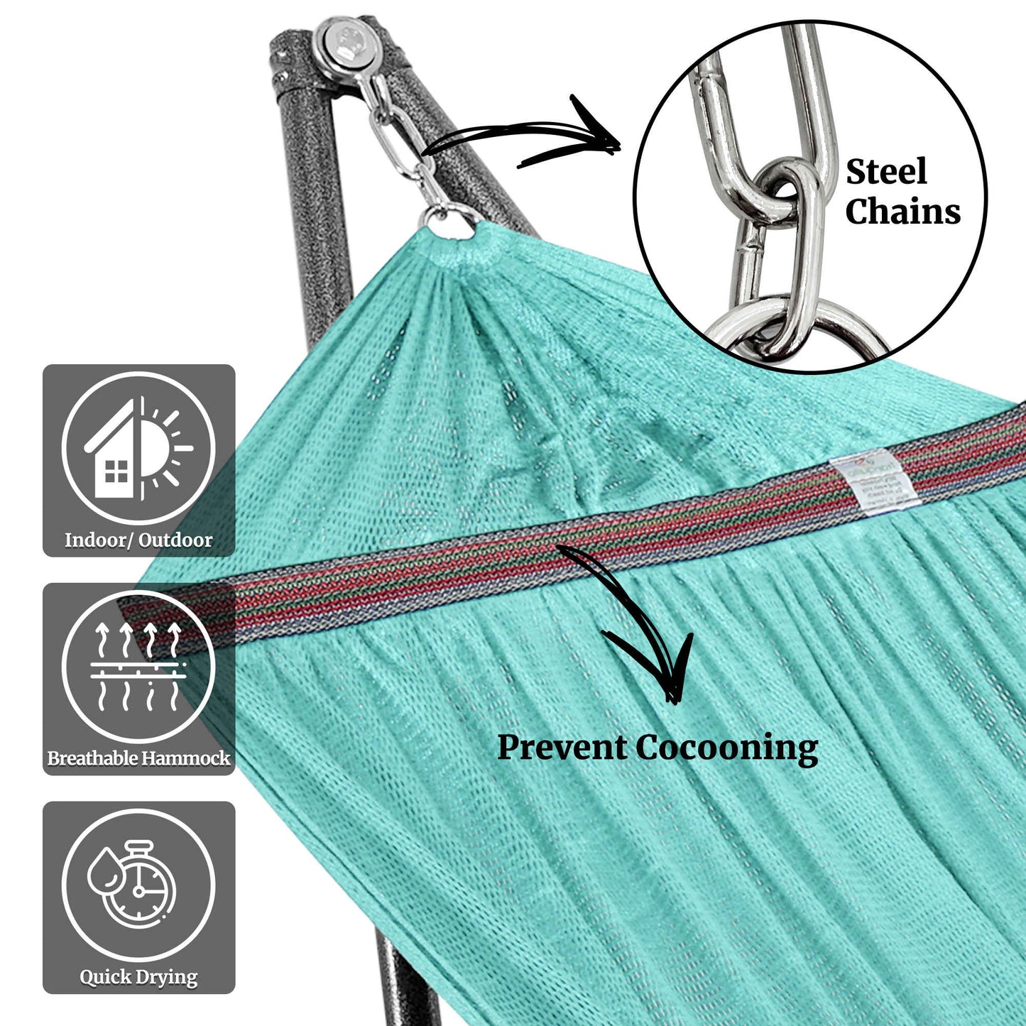 Tranquillo Universal Hammock with Medium Size Stands for Ultimate Relaxation - Ideal Universal Hammock Stands - Medium Size