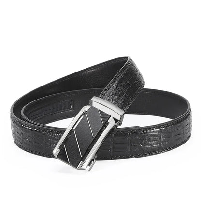 New Leather Durable Men Ratchet Crocodile Belt Automatic Buckle Straps