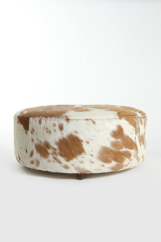 Round Cowhide Ottoman