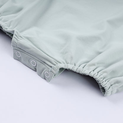 Sage cow hand smocked bubble