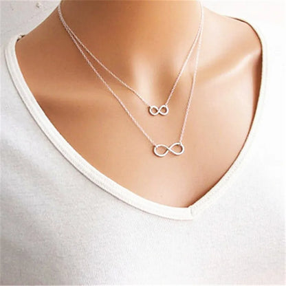 Multi Layer Necklace Chain Double Infinity Necklaces Pendants