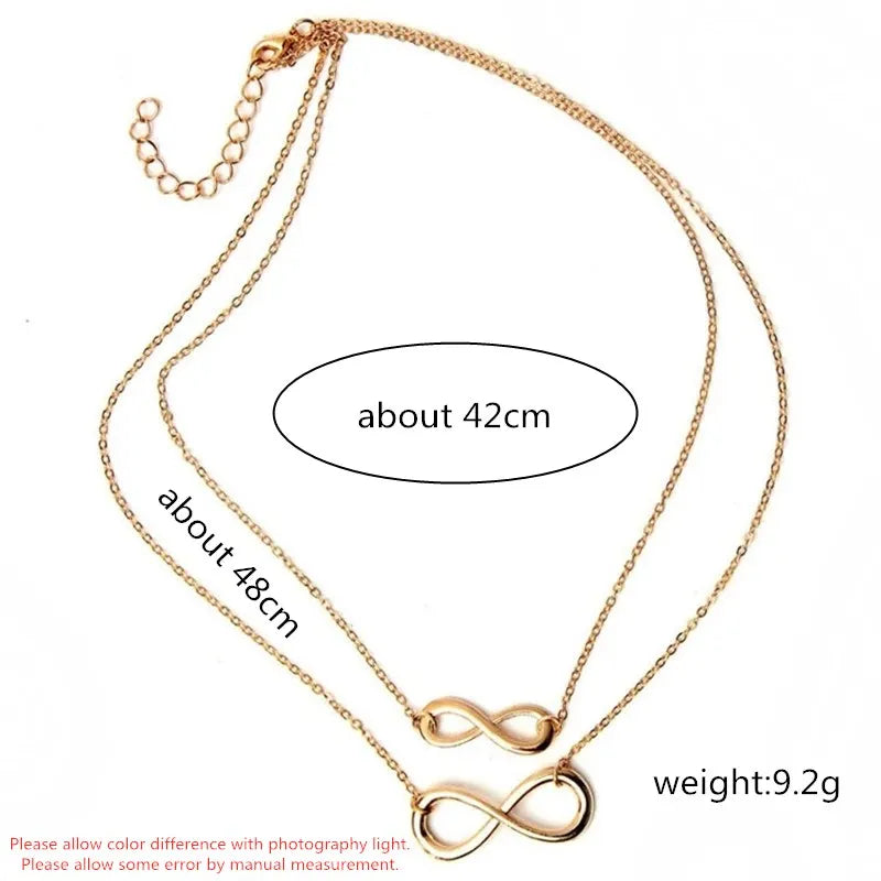 Multi Layer Necklace Chain Double Infinity Necklaces Pendants