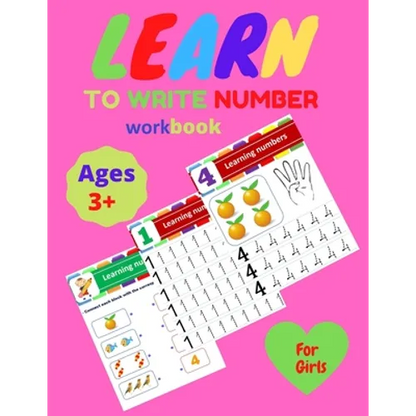 Learn to Write Number Workbook learning Numbers For GIRLS Age 3+: practice for kids to write numbers workbook age 3 + - Paperback