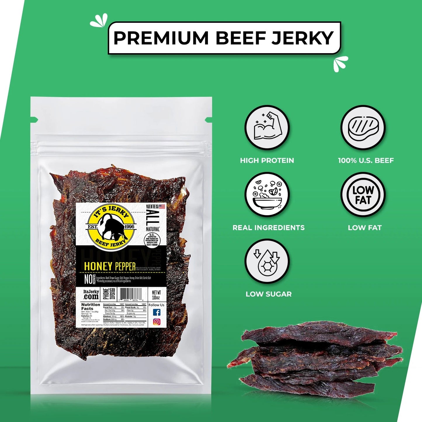Honey Pepper Beef Jerky 10oz