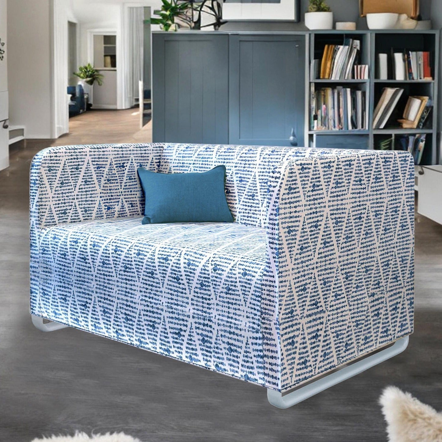 Boho Indigo Blue Slipcover – Compatible with IKEA Knopparp Sofa (3-Seater)