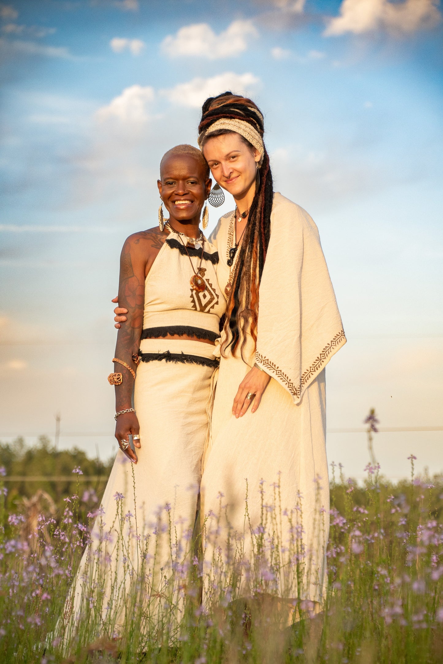 The Dancer - Wrap Skirt - Cream with Black Fringe - One Size Fits Most Adjustable