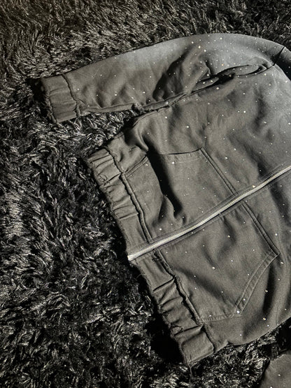 Rhinestone zip up hoodie