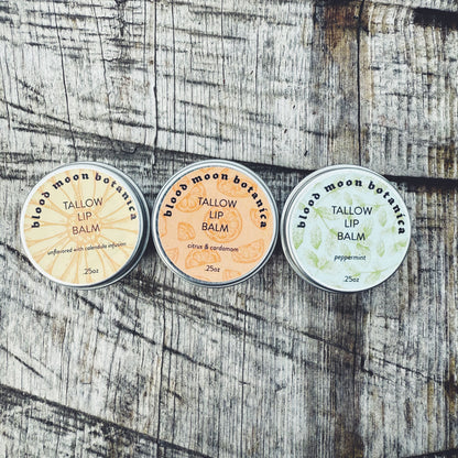 Tallow Lip Balm - Grass Fed, Infused with Calendula
