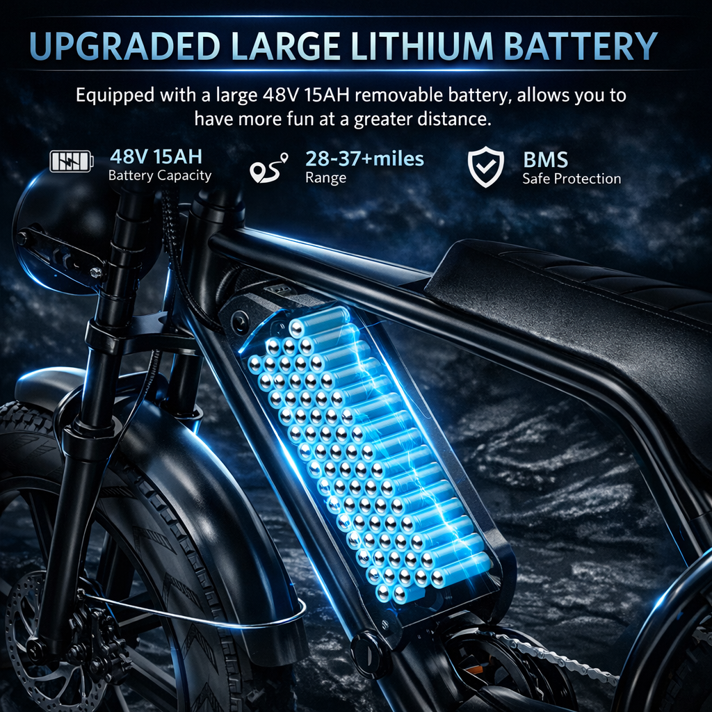 V8 Fat Tire Electric Bike (1000W–1500W)