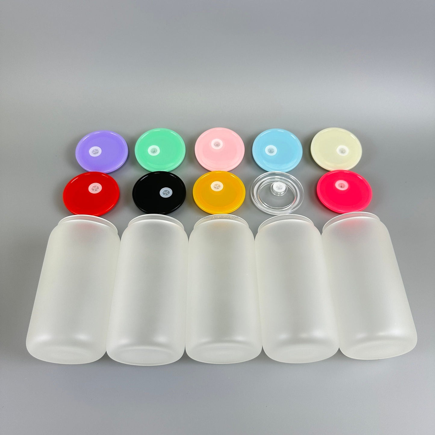 16oz Blank Glass Can Jar plastic Colored lid Tumbler (Lids Only)