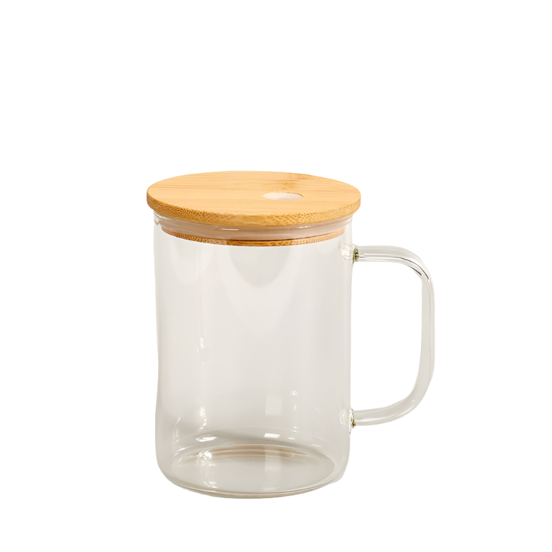 17oz Sublimation Glass Mug With Bamboo Lid and Straw (Clear or Frosted)