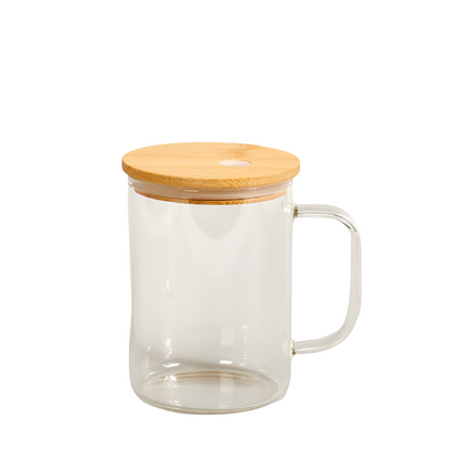 17oz Sublimation Glass Mug With Bamboo Lid and Straw (Clear or Frosted)
