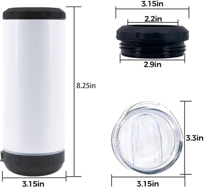 16oz 4 in 1 Blank Sublimation Can cooler Speaker Tumblers Straight Bluetooth music cup stainless steel vacuum insulated Beer Cola Coolers