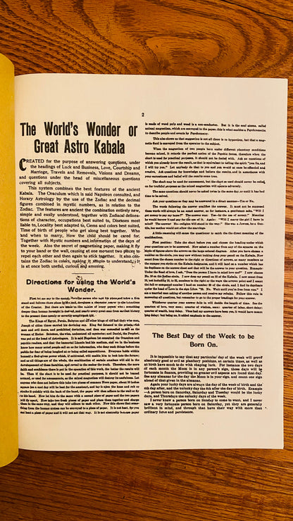 The World's Wonder, or Astro-Kabala -- Lyman E. Stowe