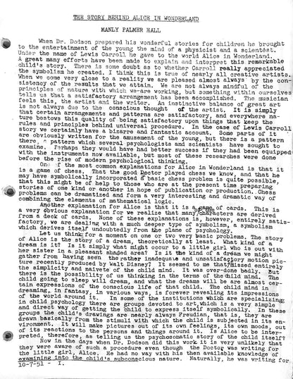 The Story Behind Alice in Wonderland — Manly P. Hall