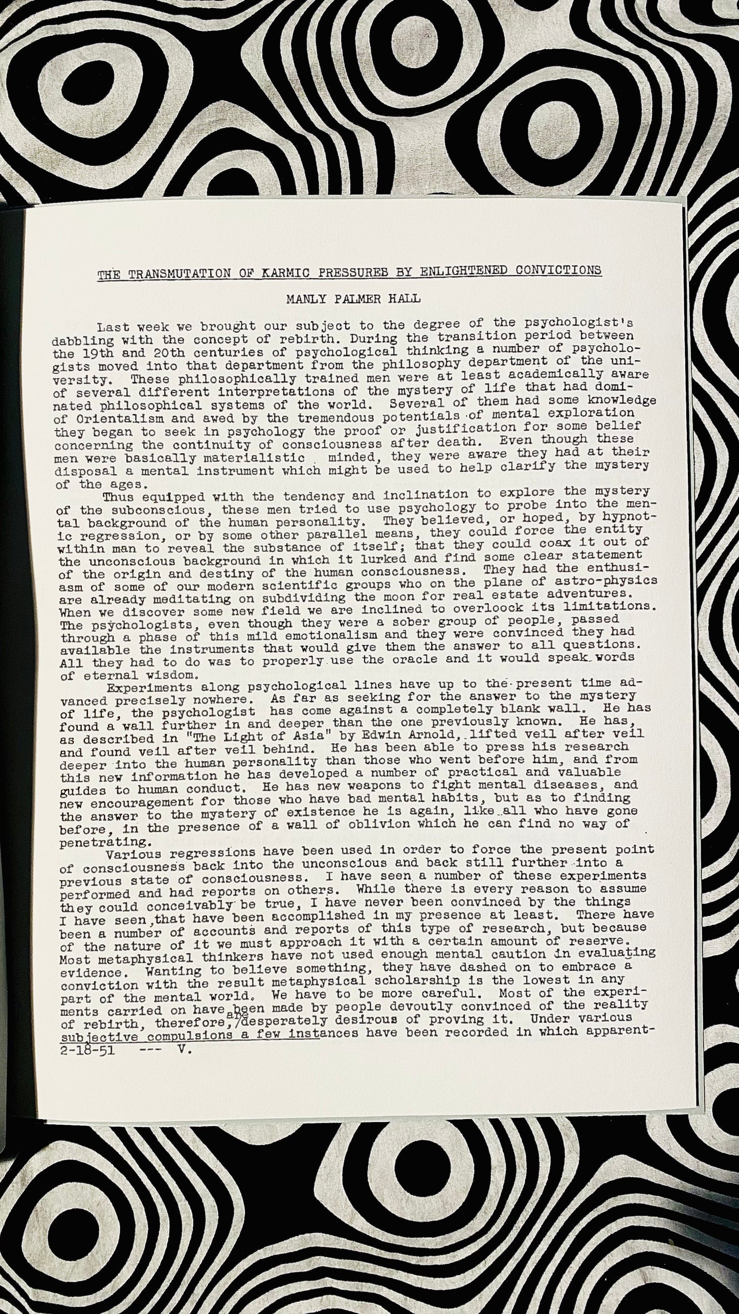 The Transmutation of Karmic Pressures by Enlightened Convictions  — Manly P. Hall