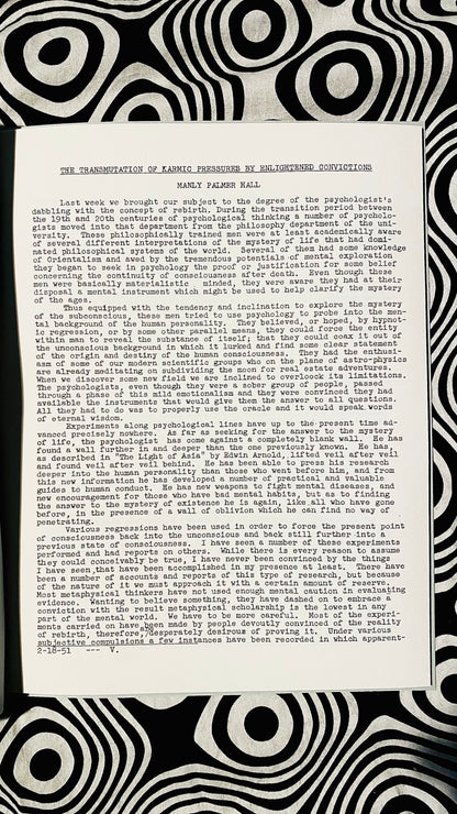The Transmutation of Karmic Pressures by Enlightened Convictions  — Manly P. Hall