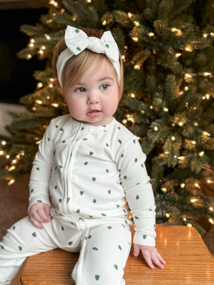 Tiny Trees Ribbed Bamboo Zippy Pajamas