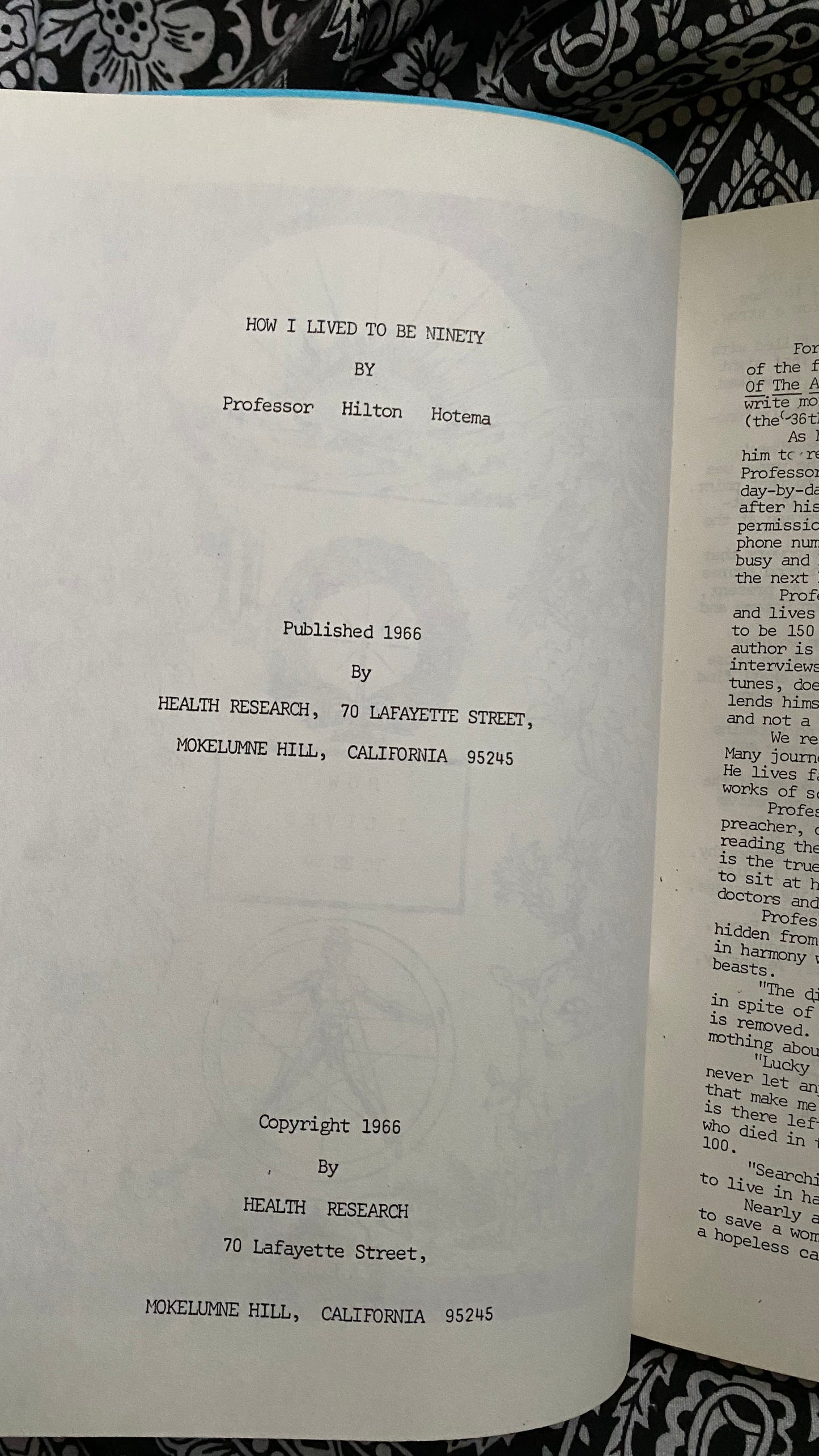 How I Lived To Be Ninety — Hilton Hotema