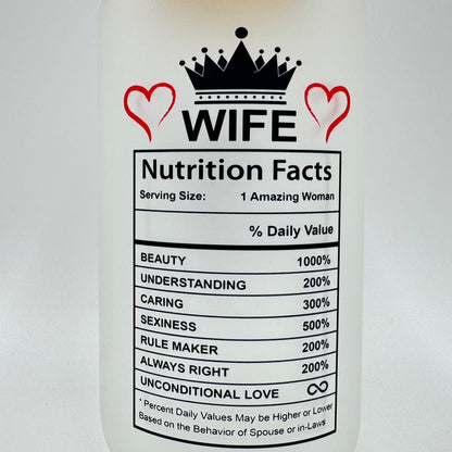 16oz Wifey, Wife, Mothers Day, Valentines Day custom Sublimation Printed Clear or Frost Glass Tumbler, Mug, Jar Cup