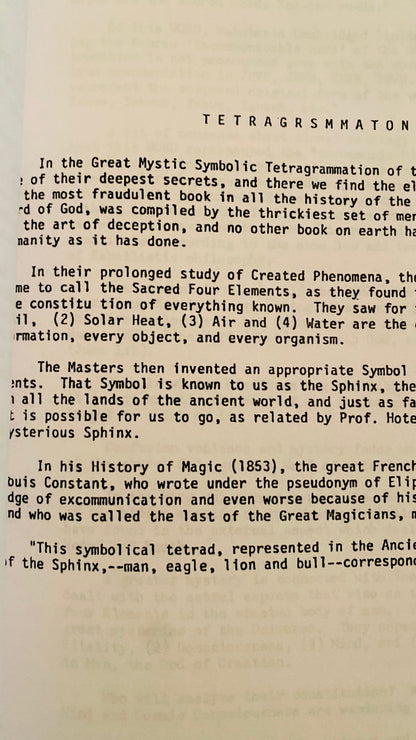 Ancient Secrets of Personal Power or Tetragrammaton — Hilton Hotema