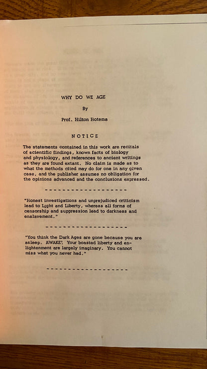 Why Do We Age? — Hilton Hotema