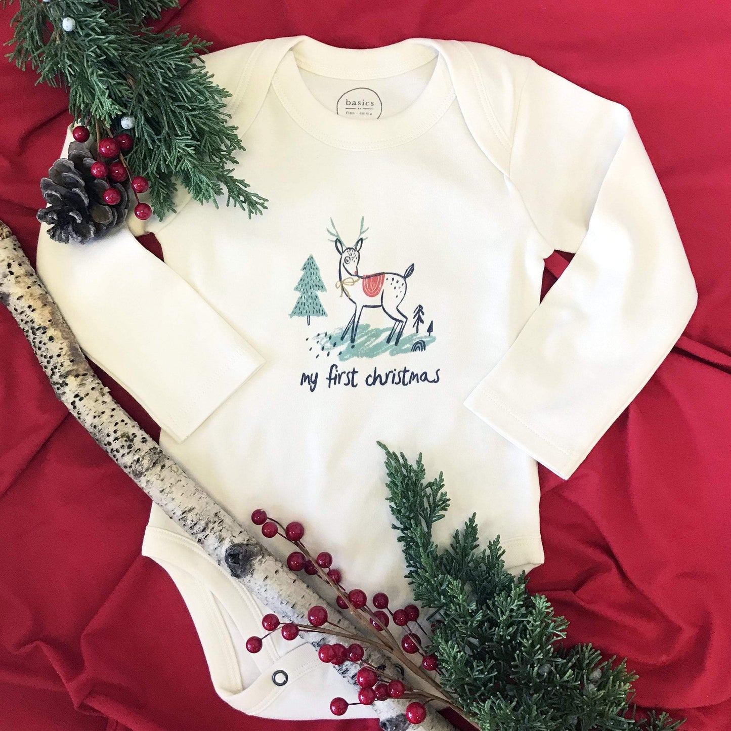 graphic bodysuit | christmas deer (long sleeve)