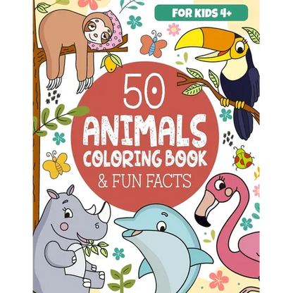 50 Animals Coloring Book & Fun Facts for Kids: Discover a Colorful World of Amazing Animals - Paperback