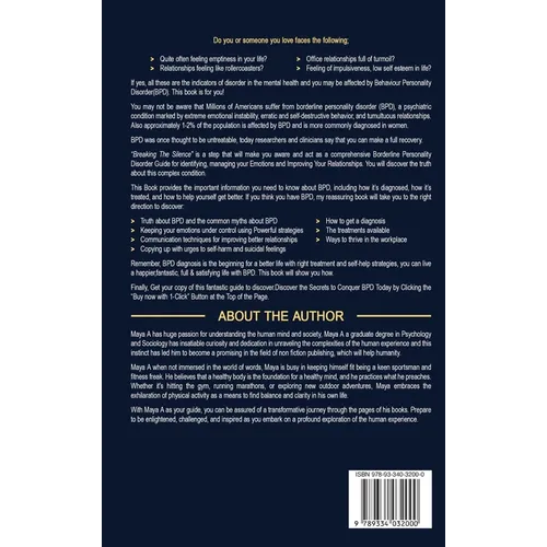 "Breaking the Silence;: Illuminating the Intricacies of Borderline Personality Disorder and Its Profound Influence On Relationships - Hardcover