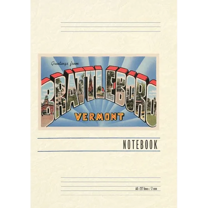 Vintage Lined Notebook Greetings from Brattleboro - Paperback