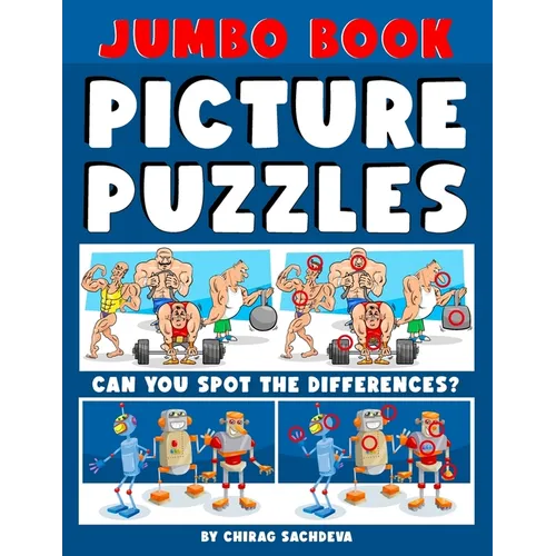 Jumbo Book of Picture Puzzles: Picture Puzzle Spot the Differences Book for Kids & Adults, 50 Beautiful Cartoon Puzzles of Artworks with Solution - FR - Paperback