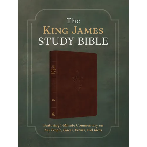 The King James Study Bible: Featuring 1-Minute Commentary on Key People, Places, Events, and Ideas [Burgundy Sword & Shield] - Imitation Leather