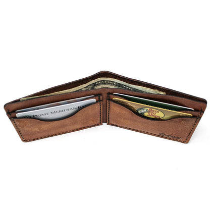 Handcrafted Saltwater Checklist Leather Bill Fold Wallet - Made to Order in USA